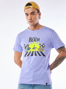 Bewakoof - Air 1.0 Mens Baby Lavender Sun of a Beach Graphic Printed T-Shirt