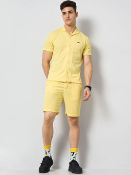 The Indian Garage Co - Men Yellow Regular Fit Solid Co-Ord (Set of 2)