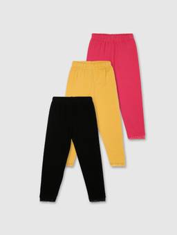 max - Multi-Color Solid Leggings (Pack of 3)