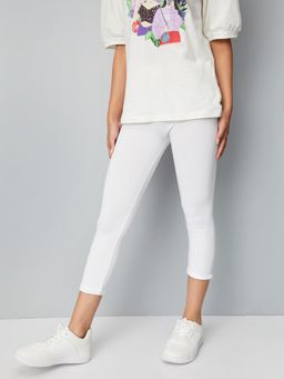 max - White Solid Leggings