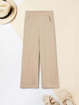max - Beige Solid Trousers