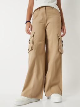 max - Khaki Self Design Trousers