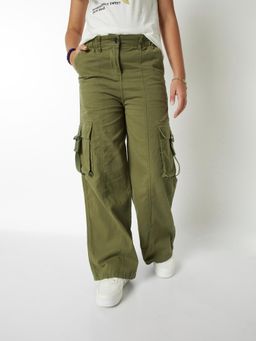 max - Olive Solid Trousers