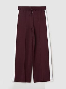 max - Maroon Solid Trousers