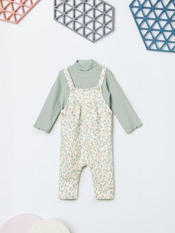 max - Green Printed Dungaree With Top