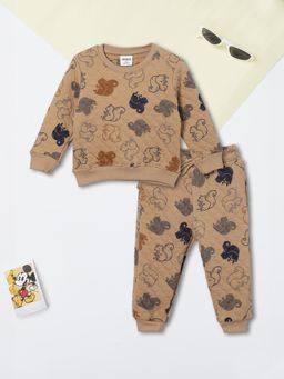 max - Brown Printed Sweatshirt With Joggers