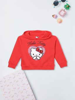 max - Red Self Design Hoodie