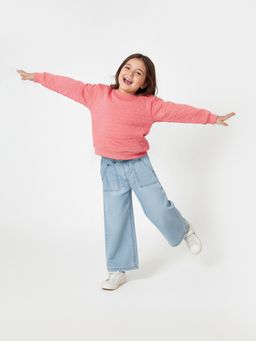max - Pink Self Design Sweatshirt