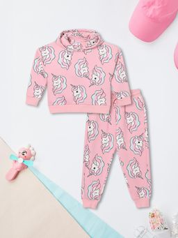 max - Pink Printed Hoodie With Joggers