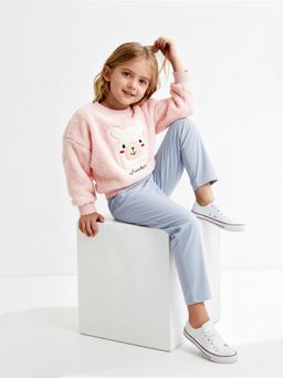 max - Pink Self Design Sweatshirt