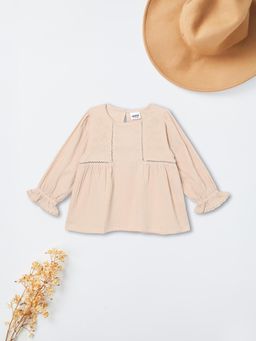 max - Beige Embroidered Top