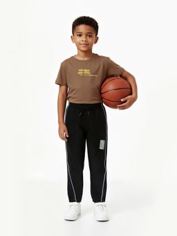 max - Black Self Design Joggers