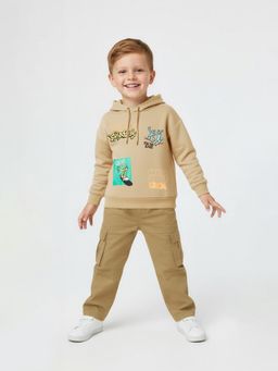 max - Beige Printed Hoodie