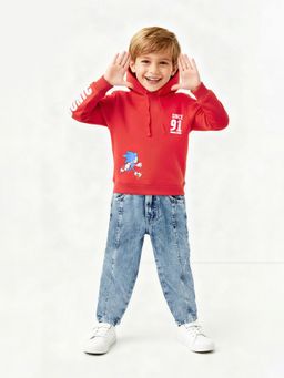 max - Red Printed Hoodie