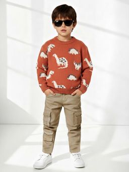 max - Orange Self Design Sweater