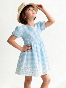 max - Blue Checks Dress