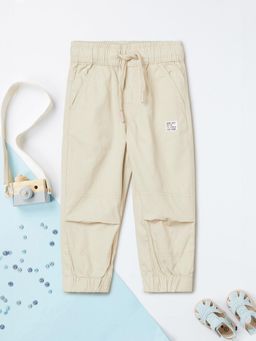 max - Beige Solid Joggers