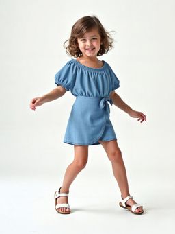 max - Blue Solid Skorts