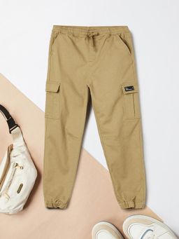 max - Beige Solid Joggers