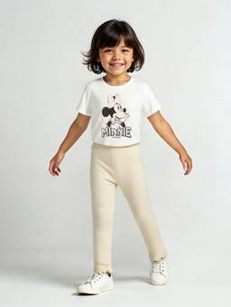 max - Beige Self Design Leggings