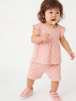 max - Pink Printed Shorts With Top