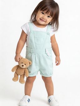 max - Green Solid Dungaree With Top