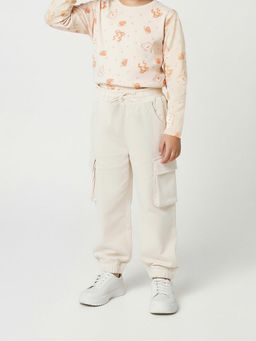 max - Beige Solid Joggers