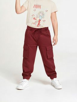 max - Burgundy Solid Joggers