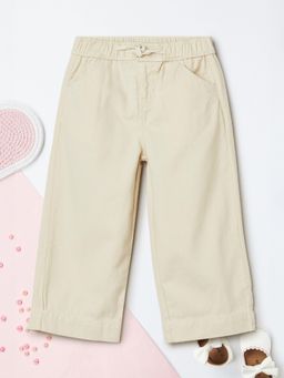 max - Beige Solid Trousers