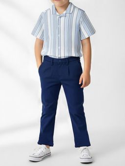 max - Navy Blue Solid Trousers
