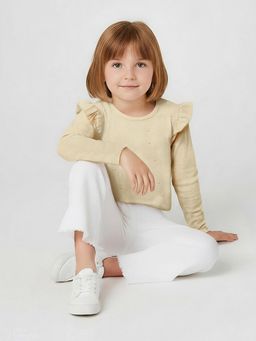 max - Cream Self Design Top