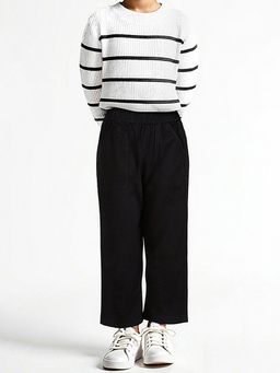 max - Black Solid Trousers