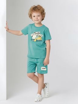 max - Teal Printed T-Shirt With Shorts