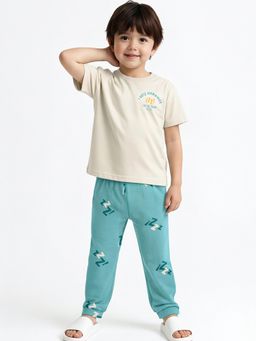 max - Off White Printed T-Shirt With Pyjama