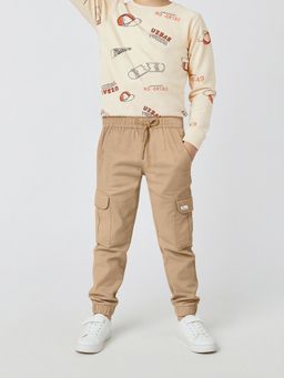 max - Beige Textured Joggers