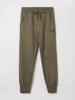 max - Olive Self Design Joggers