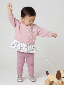 max - Pink Printed Pant With Top