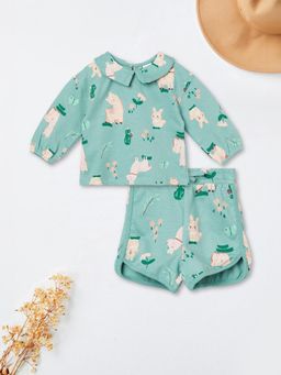 max - Blue Printed Shorts With Top