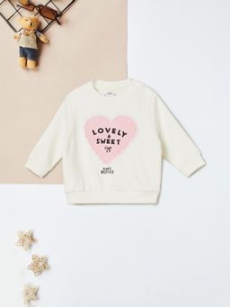 max - Cream Self Design Sweatshirt