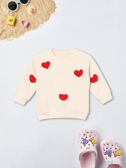 max - Beige Self Design Sweatshirt