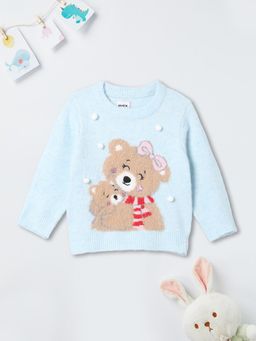 max - Blue Self Design Sweater