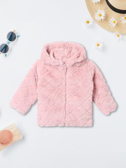 max - Pink Solid Fur Jacket