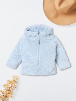 max - Blue Solid Fur Jacket