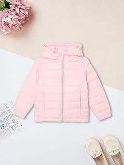 max - Pink Solid Puffer Jacket
