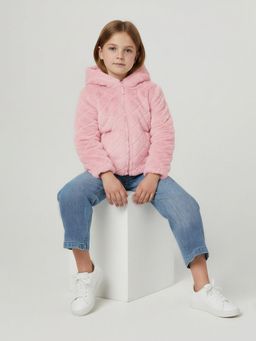 max - Pink Solid Fur Jacket