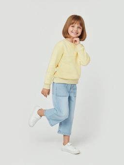max - Yellow Self Design Sweatshirt