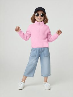 max - Pink Self Design Sweater