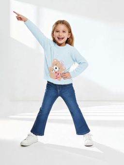 max - Blue Self Design Sweater