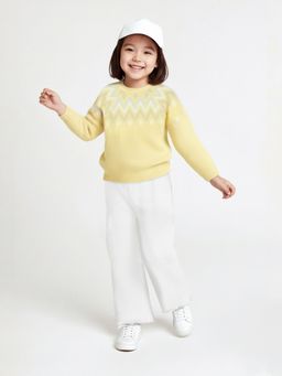 max - Yellow Self Design Sweater