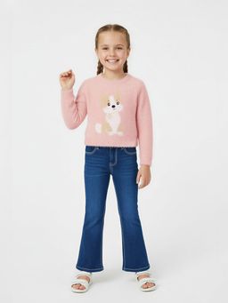 max - Peach Self Design Sweater